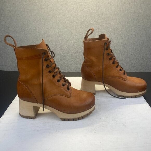 Swedish Hasbeens Womens Boot Size 38 Lace Up,Heels Botie - Picture 1 of 12
